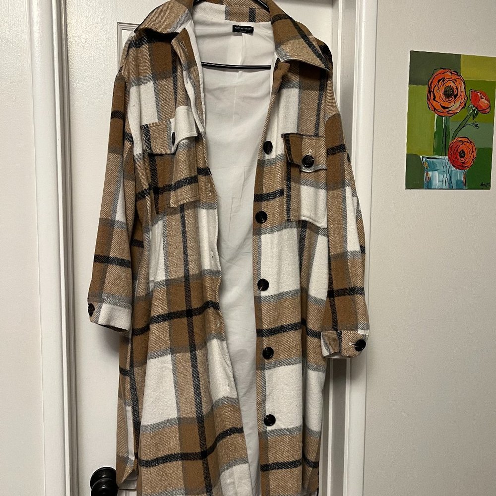 Naked Wardrobe Plaid It Cool Trench Coat Size S